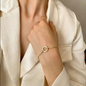 14k Gold Plated Diamond Minimalist Bracelet, Adjustable