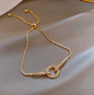 14k Gold Plated Diamond Minimalist Bracelet, Adjustable