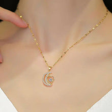 Load image into Gallery viewer, Half Moon Half Heart Shape Micro Paved Cubic Zircon Pendant Necklace